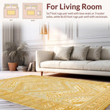 Ultra Soft Area Rug, Non Slip, Stain Resistant, Washable Area Rugs for Living Room, Bedroom, Bold Abstract Curved Lines(Yellow)