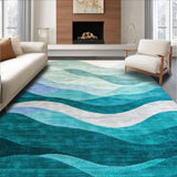 Chic Aqua Hued Textural Waves(Blue)