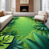 Ultra Soft Area Rug, Non Slip, Stain Resistant, Washable Area Rugs for Living Room, Bedroom, Tropical Palm Leaf Kitchen Non-Slip Runner Rug(Green)