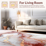 Ultra Soft Area Rug, Non Slip, Stain Resistant, Washable Area Rugs for Living Room, Bedroom, Elegant Abstract Rose Gold Swirls(White)