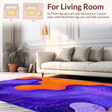 Ultra Soft Area Rug, Non Slip, Stain Resistant, Washable Area Rugs for Living Room, Bedroom, Modern Eclectic Wave-like Theme(Orange)