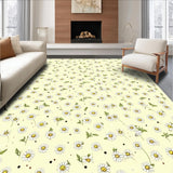 Ultra Soft Area Rug, Non Slip, Stain Resistant, Washable Area Rugs for Living Room, Bedroom, Tranquil Daisy Motif Area Duo Beige Cushioned Comfort Mat(Ivory)