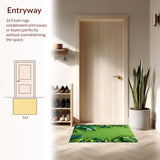 Ultra Soft Area Rug, Non Slip, Stain Resistant, Washable Area Rugs for Living Room, Bedroom, 3D Leaf Shaggy Bath Mat with Non-Slip Absorbent Design(Green)