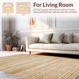 Ultra Soft Area Rug, Non Slip, Stain Resistant, Washable Area Rugs for Living Room, Bedroom, Elegant Natural Tones Layered(Beige)