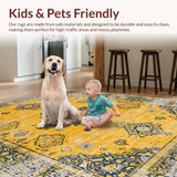 Ultra Soft Area Rug, Non Slip, Stain Resistant, Washable Area Rugs for Living Room, Bedroom, Timeless Classic Lattice Design(Yellow)