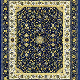 Ultra Soft Area Rug, Non Slip, Stain Resistant, Washable Area Rugs for Living Room, Bedroom, Vintage Modern Abstract with Deep Blue and Gold Accents(Blue)