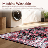 Ultra Soft Area Rug, Non Slip, Stain Resistant, Washable Area Rugs for Living Room, Bedroom, Contemporary Subtle Patterned Elegance(Red)