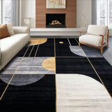 Ultra Soft Area Rug, Non Slip, Stain Resistant, Washable Area Rugs for Living Room, Bedroom, Luxurious Black and Gold Motif(Black)