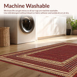 Ultra Soft Area Rug, Non Slip, Stain Resistant, Washable Area Rugs for Living Room, Bedroom, Charming Multicolor Patterned Textiles(Red)