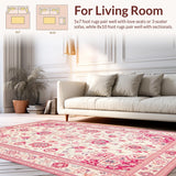 Ultra Soft Area Rug, Non Slip, Stain Resistant, Washable Area Rugs for Living Room, Bedroom, Contemporary Soft Floral Touch(Ivory)
