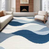 Ultra Soft Area Rug, Non Slip, Stain Resistant, Washable Area Rugs for Living Room, Bedroom, Elegant Area Rug Coastal Breeze Design(Blue)