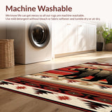Ultra Soft Area Rug, Non Slip, Stain Resistant, Washable Area Rugs for Living Room, Bedroom, Bold Rustic Mountain Scene(Red)