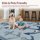 Ultra Soft Area Rug, Non Slip, Stain Resistant, Washable Area Rugs for Living Room, Bedroom, Stylish Gray Nautical Fusion(Blue)