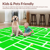 Ultra Soft Area Rug, Non Slip, Stain Resistant, Washable Area Rugs for Living Room, Bedroom, Interactive Green City Map Playroom Rug(Green)