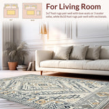 Ultra Soft Area Rug, Non Slip, Stain Resistant, Washable Area Rugs for Living Room, Bedroom, Sophisticated Trellis Design Element(Beige)
