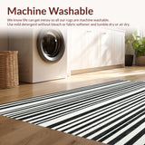 Ultra Soft Area Rug, Non Slip, Stain Resistant, Washable Area Rugs for Living Room, Bedroom, Graphic Stripe Fusion Rug with Modern Minimalist Contrast Pattern(Gray)