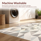 Ultra Soft Area Rug, Non Slip, Stain Resistant, Washable Area Rugs for Living Room, Bedroom, Stylish Entry Beige & Grey Hues Modern Geometric Indoor(Gray)