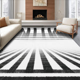 Ultra Soft Area Rug, Non Slip, Stain Resistant, Washable Area Rugs for Living Room, Bedroom, Modern Jungle Theme Flooring With Striking Monochromatic Optical Illusion(Black)