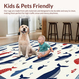Ultra Soft Area Rug, Non Slip, Stain Resistant, Washable Area Rugs for Living Room, Bedroom, Artistic Underwater Scene Rug(White)
