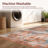 Ultra Soft Area Rug, Non Slip, Stain Resistant, Washable Area Rugs for Living Room, Bedroom, Warm Cozy Distressed Medallion Style(Orange)