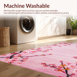 Ultra Soft Area Rug, Non Slip, Stain Resistant, Washable Area Rugs for Living Room, Bedroom, Elegant Pink Vintage Style(Pink)