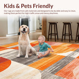 Ultra Soft Area Rug, Non Slip, Stain Resistant, Washable Area Rugs for Living Room, Bedroom, Striking Warm Abstract Pattern(Orange)