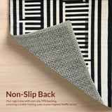 Ultra Soft Area Rug, Non Slip, Stain Resistant, Washable Area Rugs for Living Room, Bedroom, Trendy Striped Indoor Outdoor Doormat Rug for Modern Farmhouse Aesthetics(Black)