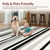 Ultra Soft Area Rug, Non Slip, Stain Resistant, Washable Area Rugs for Living Room, Bedroom, Contemporary Black and White Horizontal Striped Area Rug for Trendy Homes(Black)
