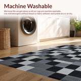 Ultra Soft Area Rug, Non Slip, Stain Resistant, Washable Area Rugs for Living Room, Bedroom, Luxe Minimalist Textured Elegance(Black)