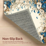 Oval Azure Bloom Floral Beige and Blue(Beige)