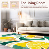 Ultra Soft Area Rug, Non Slip, Stain Resistant, Washable Area Rugs for Living Room, Bedroom, Tropical Surfboard, Artistic Palm and Wave Pattern(Yellow)