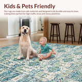 Ultra Soft Area Rug, Non Slip, Stain Resistant, Washable Area Rugs for Living Room, Bedroom, Chic Abstract Diamond Arrangement(Blue)