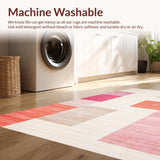Ultra Soft Area Rug, Non Slip, Stain Resistant, Washable Area Rugs for Living Room, Bedroom, Chic Minimalist White and Pink(White)