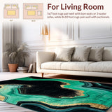 Ultra Soft Area Rug, Non Slip, Stain Resistant, Washable Area Rugs for Living Room, Bedroom, Luxurious Black Marble Aesthetic(Black)