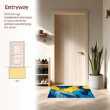 Ultra Soft Area Rug, Non Slip, Stain Resistant, Washable Area Rugs for Living Room, Bedroom, Vibrant Abstract Artistic Fusion(Yellow)