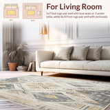 Ultra Soft Area Rug, Non Slip, Stain Resistant, Washable Area Rugs for Living Room, Bedroom, Boho of for Floor Non Slip Rubber Backing(Beige)