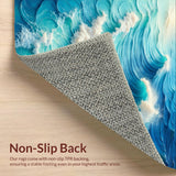 Ultra Soft Area Rug, Non Slip, Stain Resistant, Washable Area Rugs for Living Room, Bedroom, Sea Wave Pastel Area Rug for Relaxation Spaces(Blue)