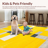 Ultra Soft Area Rug, Non Slip, Stain Resistant, Washable Area Rugs for Living Room, Bedroom, Contemporary Yellow Boxed Design(Yellow)