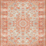 Ultra Soft Area Rug, Non Slip, Stain Resistant, Washable Area Rugs for Living Room, Bedroom, Elegant Rustic Floral Motif(Orange)