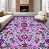 Ultra Soft Area Rug, Non Slip, Stain Resistant, Washable Area Rugs for Living Room, Bedroom, Elegant Shag Floral Motif(Purple)