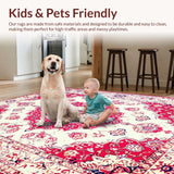 Ultra Soft Area Rug, Non Slip, Stain Resistant, Washable Area Rugs for Living Room, Bedroom, Warm Earthy Medallion Arrangement(White)