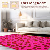 Ultra Soft Area Rug, Non Slip, Stain Resistant, Washable Area Rugs for Living Room, Bedroom, Fun Cheerful Cheetah Tailored Decor(Pink)