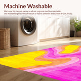 Ultra Soft Area Rug, Non Slip, Stain Resistant, Washable Area Rugs for Living Room, Bedroom, Sunny Cheerful Watercolor Style(Yellow)