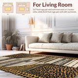 Ultra Soft Area Rug, Non Slip, Stain Resistant, Washable Area Rugs for Living Room, Bedroom, Modern Rustic Fawn Print Statement(Beige)