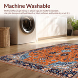 Ultra Soft Area Rug, Non Slip, Stain Resistant, Washable Area Rugs for Living Room, Bedroom, Charming Vintage Botanical Inspiration(Orange)