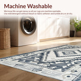 Ultra Soft Area Rug, Non Slip, Stain Resistant, Washable Area Rugs for Living Room, Bedroom, Transitional Cozy Block Print(Gray)