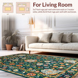 Ultra Soft Area Rug, Non Slip, Stain Resistant, Washable Area Rugs for Living Room, Bedroom, Elegant Floral Artistry Inspiration(Blue)