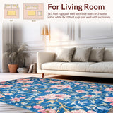 Ultra Soft Area Rug, Non Slip, Stain Resistant, Washable Area Rugs for Living Room, Bedroom, Contemporary Colorful Geometric Elements(Blue)