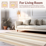 Artistic Area with Unique Textured Stripes in Earthy Beige Shades(Beige)