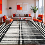 Ultra Soft Area Rug, Non Slip, Stain Resistant, Washable Area Rugs for Living Room, Bedroom, Classic Dual Tone Zebra Inspired Geometric Entryway Decoration(Black)